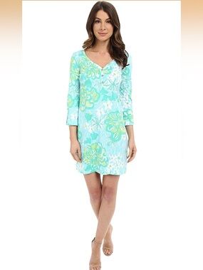 Lilly Pulitzer Lagoon Green Wave Rider Palmetto Dress